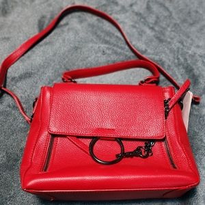 Claudia Firenze Red Italian Leather Satchel  Womens Handbag Shopping Bag NWT
